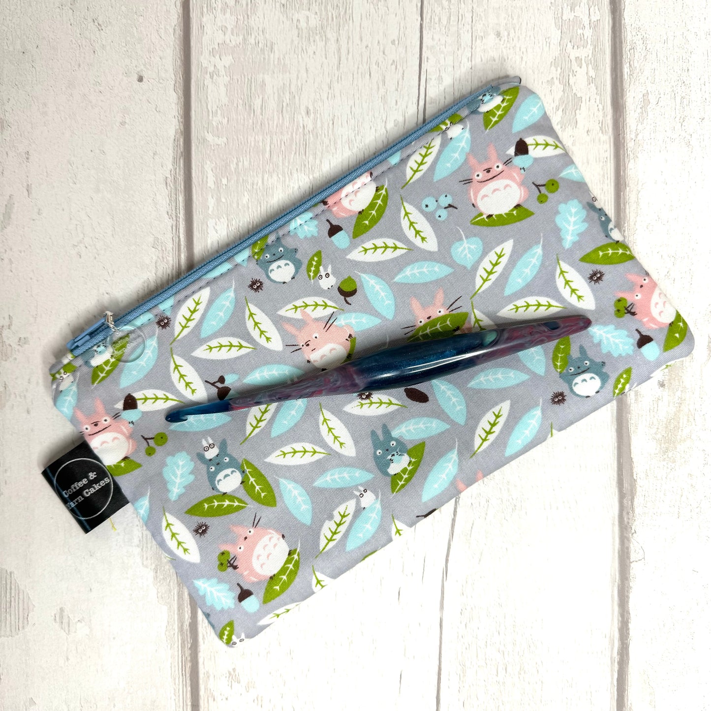 Grey Totoro Zipped Notions Hook DPN Pouch/Case