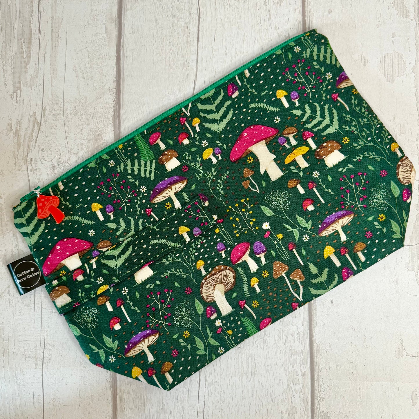 Forest Journal Mushroom Zipped Project Bag - Large Size