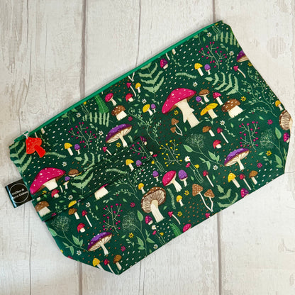 Forest Journal Mushroom Zipped Project Bag - Large Size