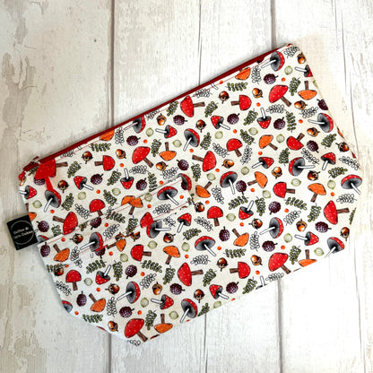 Nature Trail Mushroom Zipped Project Bag - Large Size