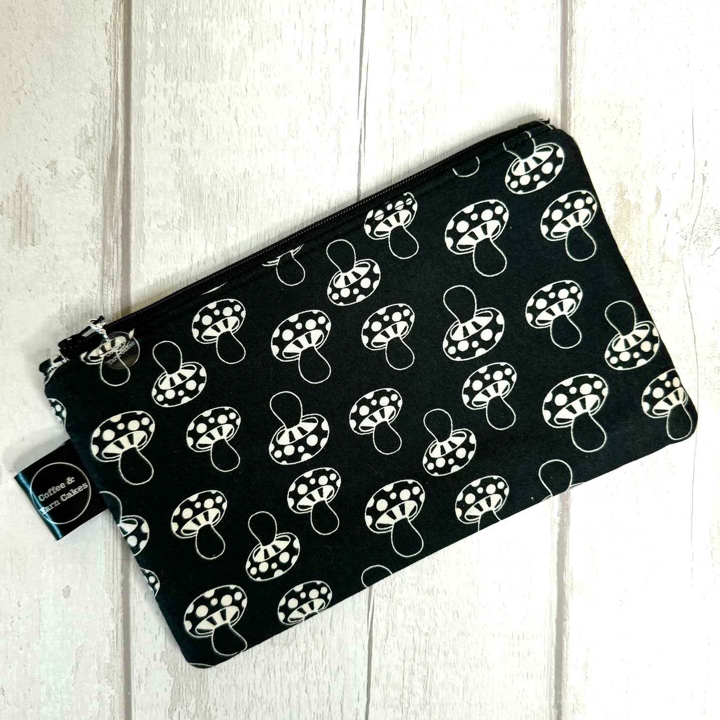 Monochrome Mushies Mushrooms Zipped Notions Hook DPN Pouch/Case