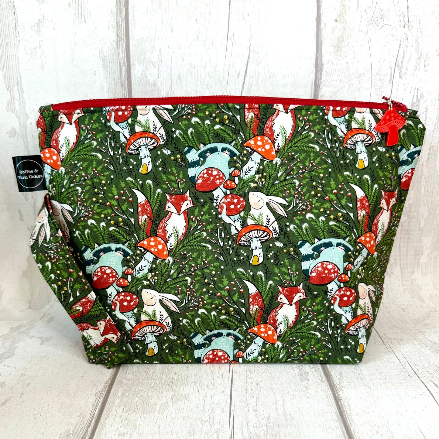 Fungi Friends Mushroom Zipped Project Bag - Large Size