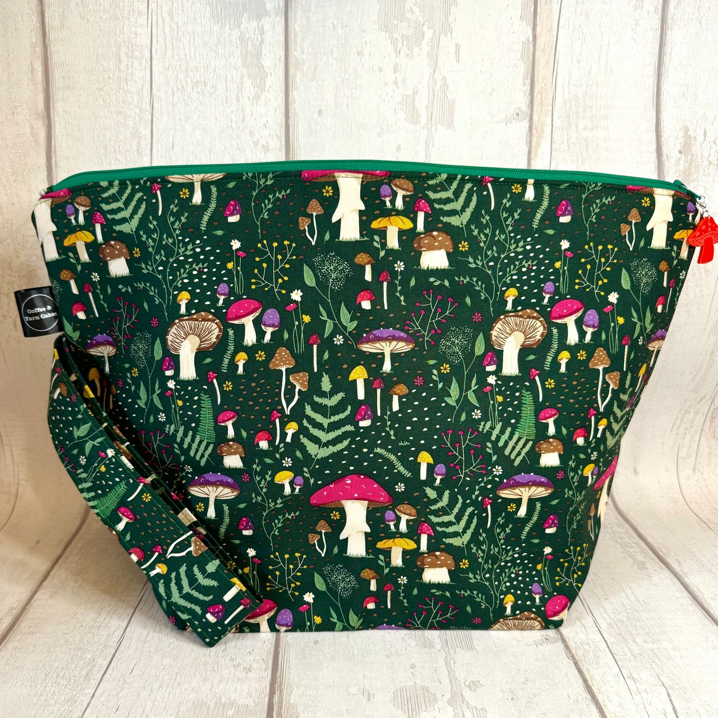 Forest Journal Mushrooms Zipped Project Bag - Extra Large Size