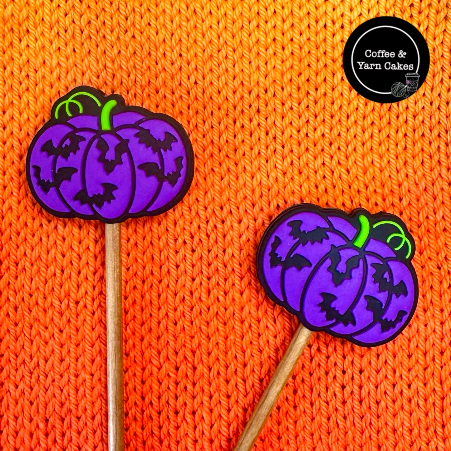 Purple Bats Pumpkin Stitch Stoppers 1 Pair