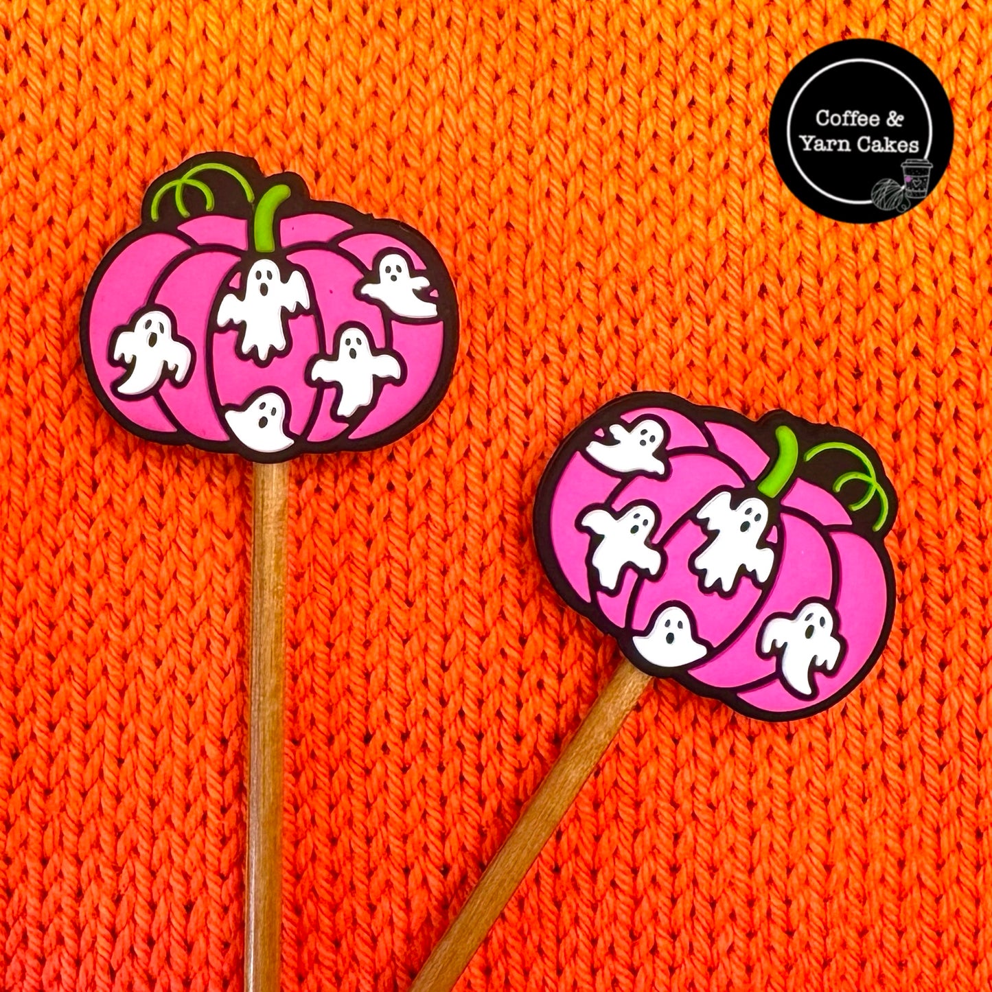 Pink Ghosts Pumpkin Stitch Stoppers 1 Pair