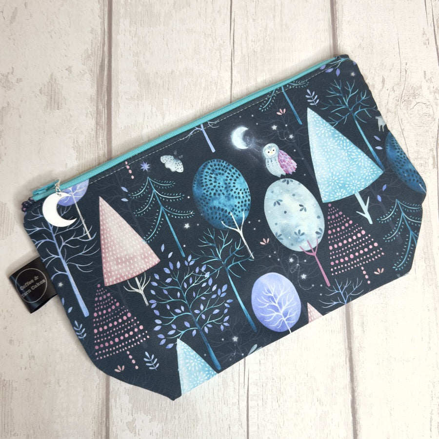 Nightfall Trees Zipped Project Bag - Small/Sock Size