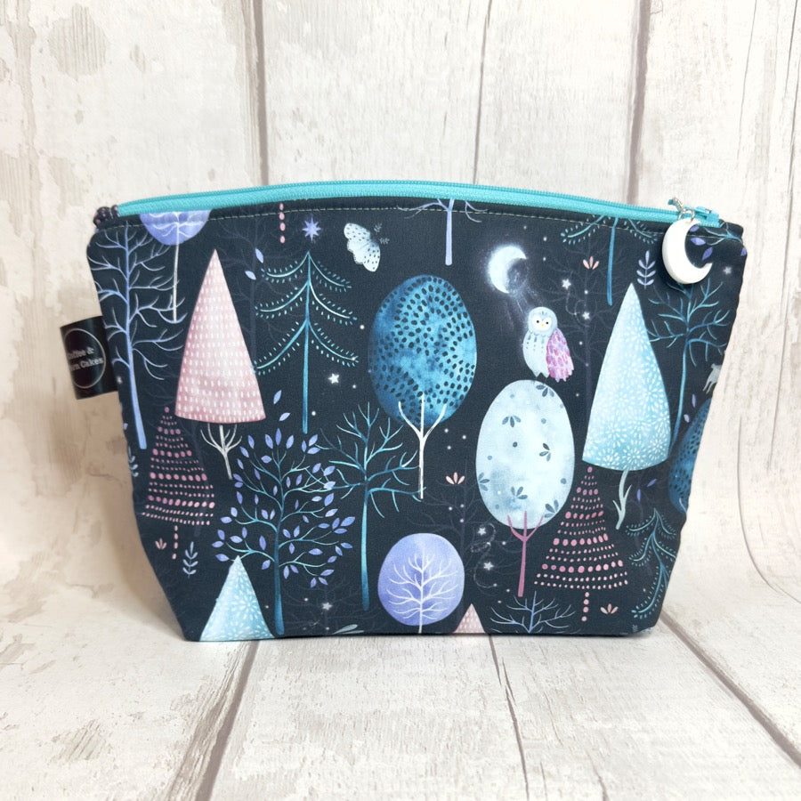 Nightfall Trees Zipped Project Bag - Small/Sock Size