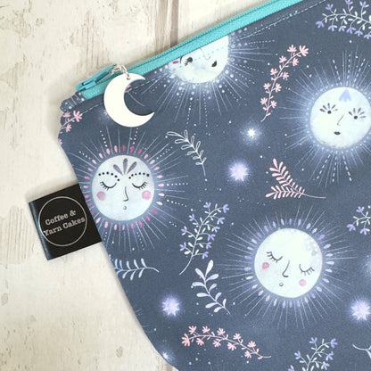 Nightfall Moons Zipped Project Bag - Small/Sock Size