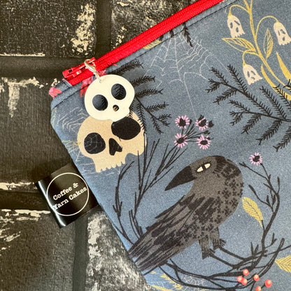 Forest Whispers Raven Skull Pumpkins Zipped Project Bag - Small/Sock Size