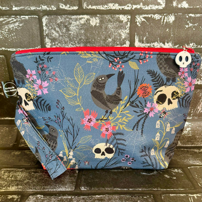 Sac de projet zippé Forest Whispers Raven Skull Pumpkins - Grande taille