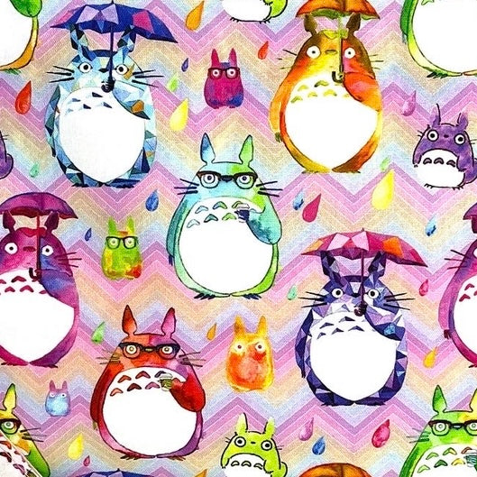 Pink Rainbow Totoro Zipped Fabric Pyramid Notions Pouch