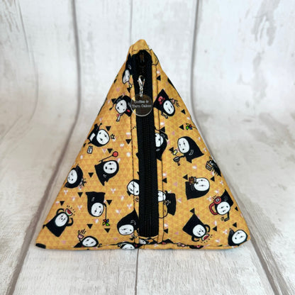 Yellow Kaonashi No Face Zipped Fabric Pyramid Notions Pouch