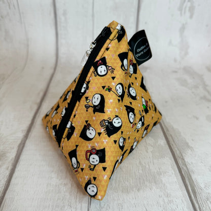 Yellow Kaonashi No Face Zipped Fabric Pyramid Notions Pouch