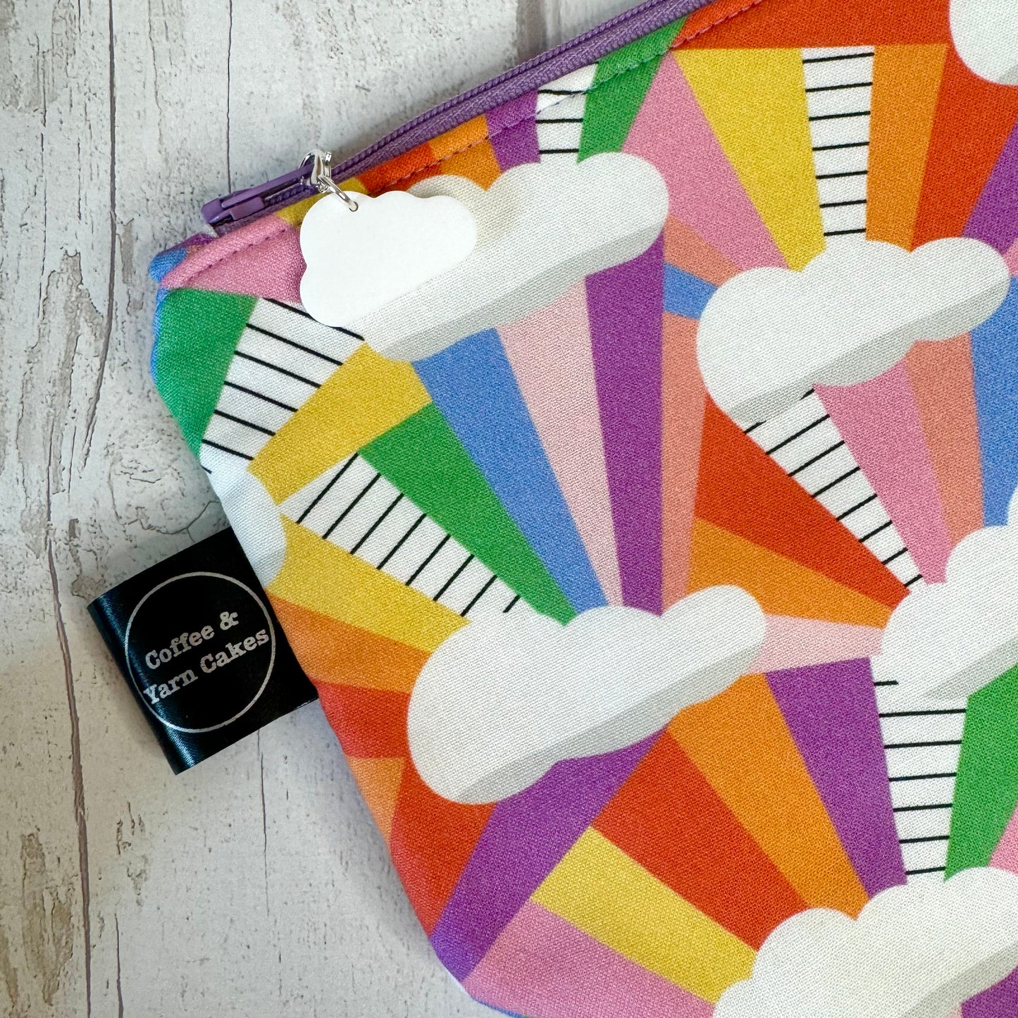 After The Rain Rainbow Clouds Zipped Project Bag - Small/Sock Size