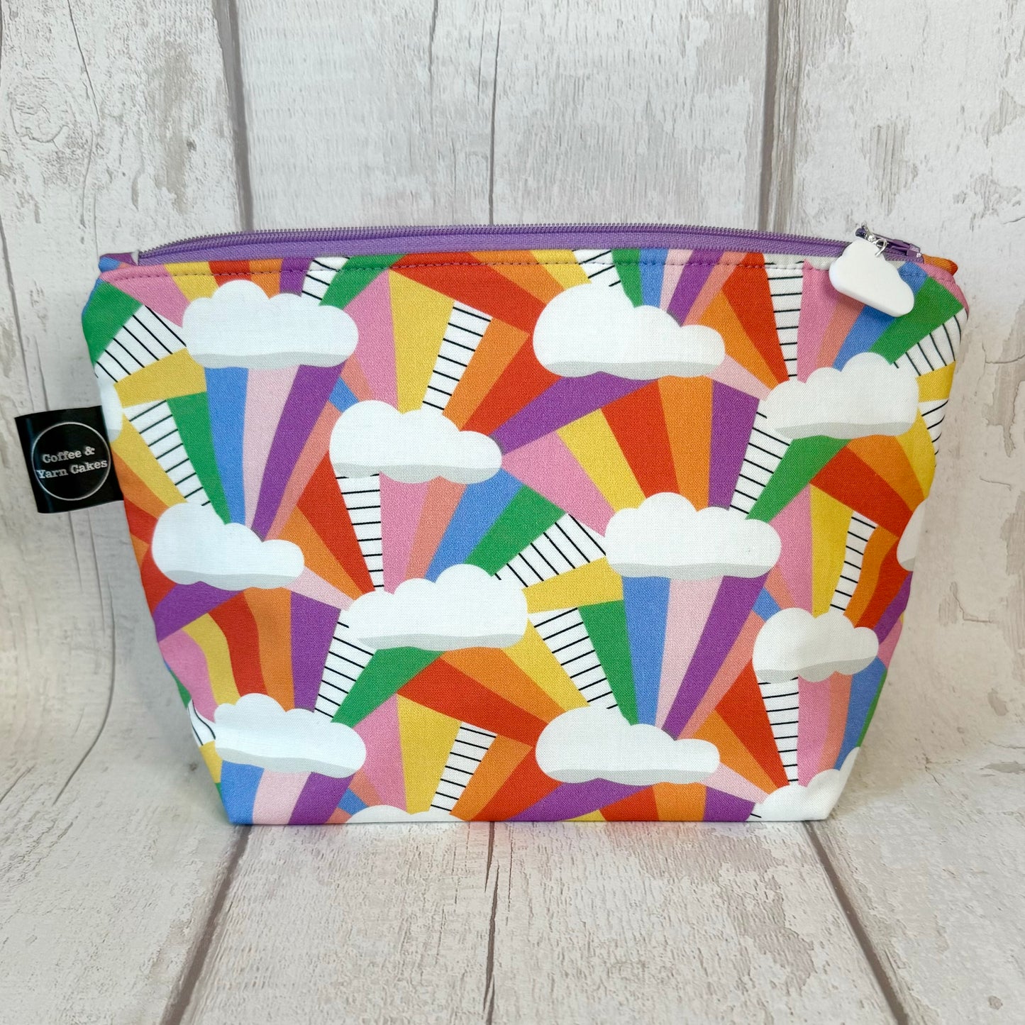 After The Rain Rainbow Clouds Zipped Project Bag - Small/Sock Size