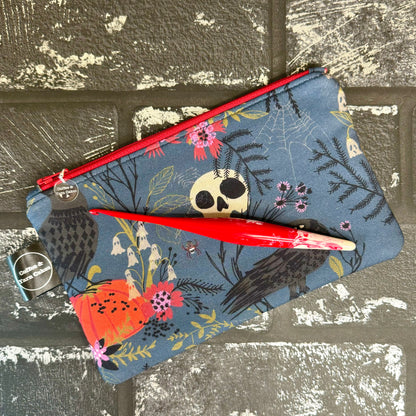 Forest Whispers Raven Skull Pumpkins Zipped Notions Hook DPN Pouch/Case