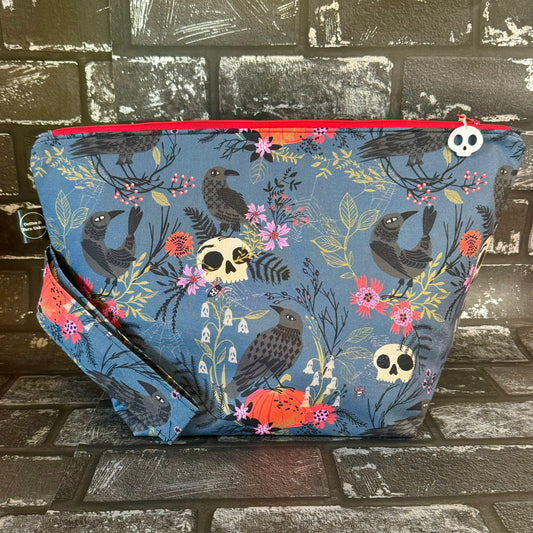 Forest Whispers Raven Skull Pumpkins Zipped Project Bag - Extra Large Size