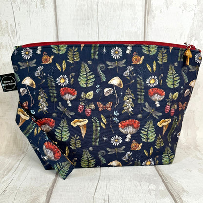 Forest Foraging Mushroom Zipped Project Bag - Large Size