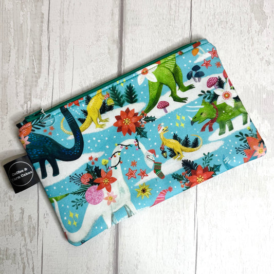 Rawring Holidays Christmas Dinosaurs Zipped Notions Hook DPN Pouch/Case