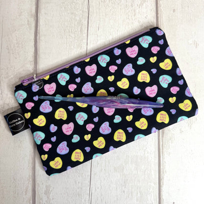 Love Hearts Cats Zipped Notions Hook DPN Pouch/Case