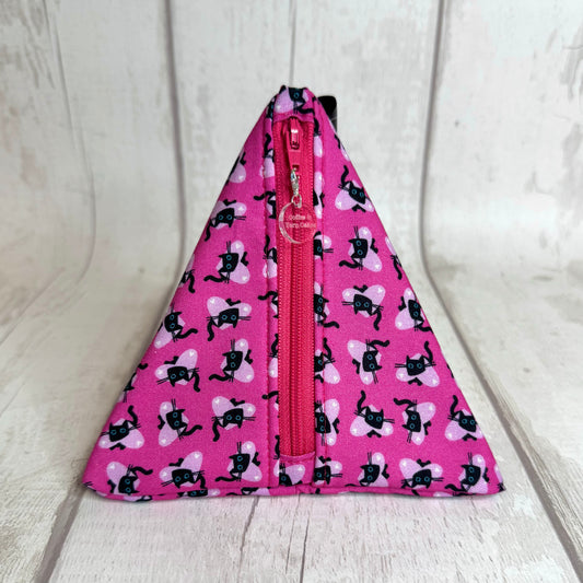 Kitty Love Cats Zipped Fabric Pyramid Notions Pouch