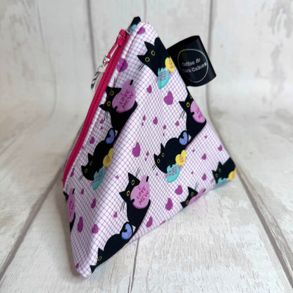 I Love Mew Cats Zipped Fabric Pyramid Notions Pouch