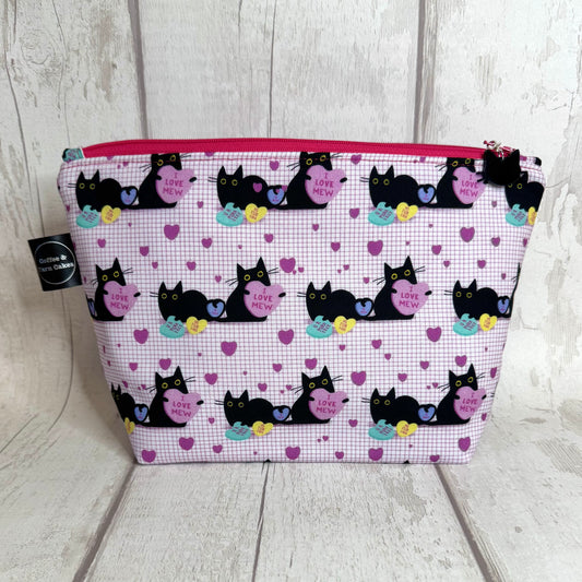 I Love Mew Cats Zipped Project Bag - Small/Sock Size