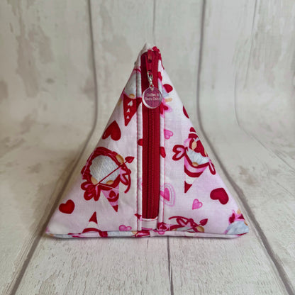 Gnomie Love Zipped Fabric Pyramid Notions Pouch