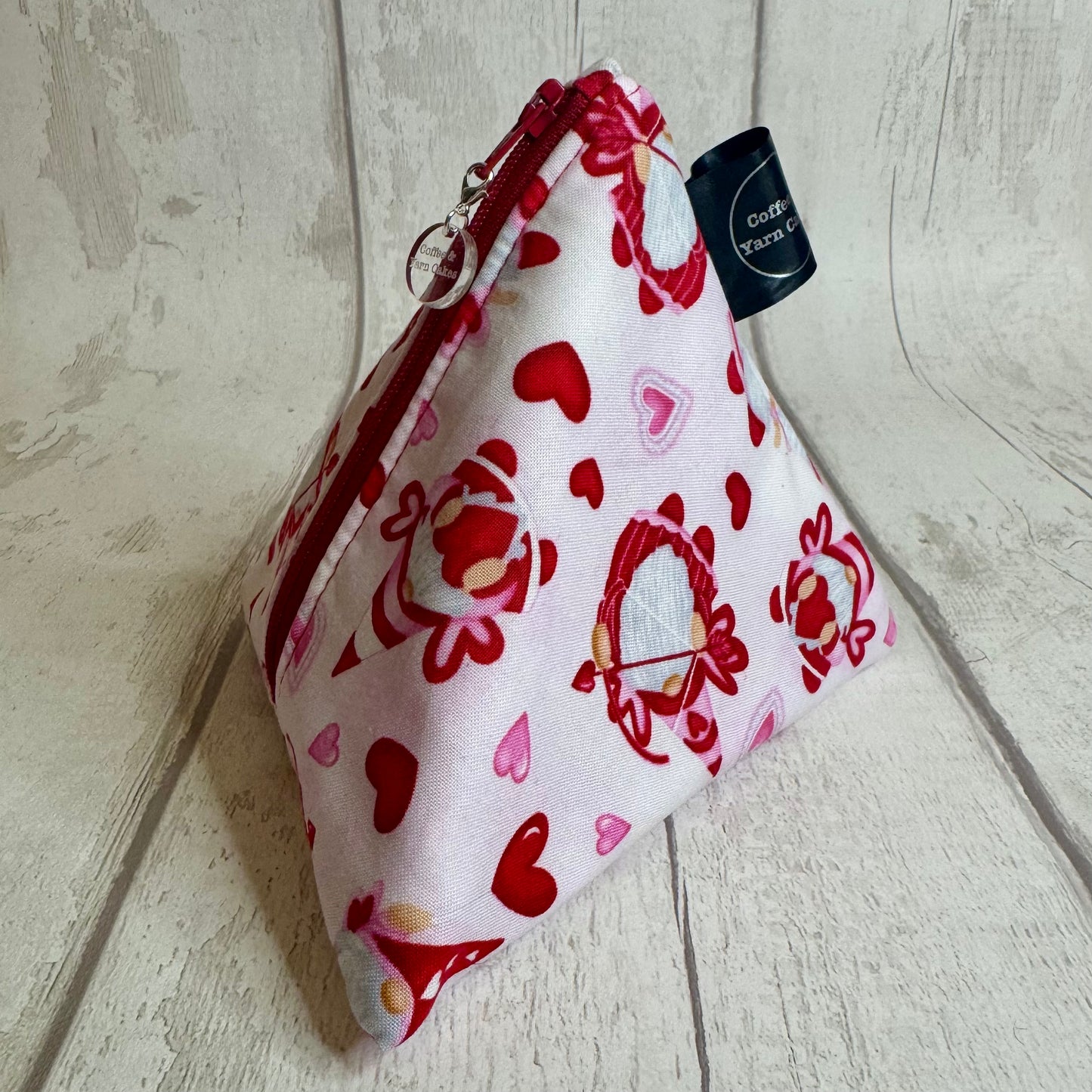 Gnomie Love Zipped Fabric Pyramid Notions Pouch