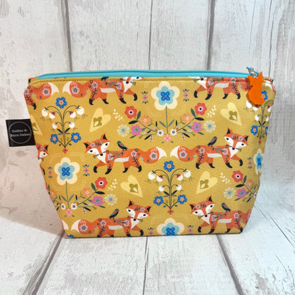 Floral Fox Zipped Project Bag - Small/Sock Size