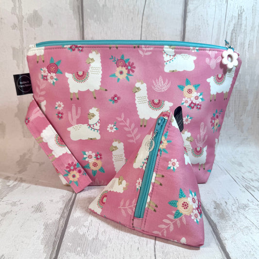 Ensemble de sacs de projet zippés Flutter Floral &amp; Butterflies - Grand format et pochette pyramidale pour accessoires