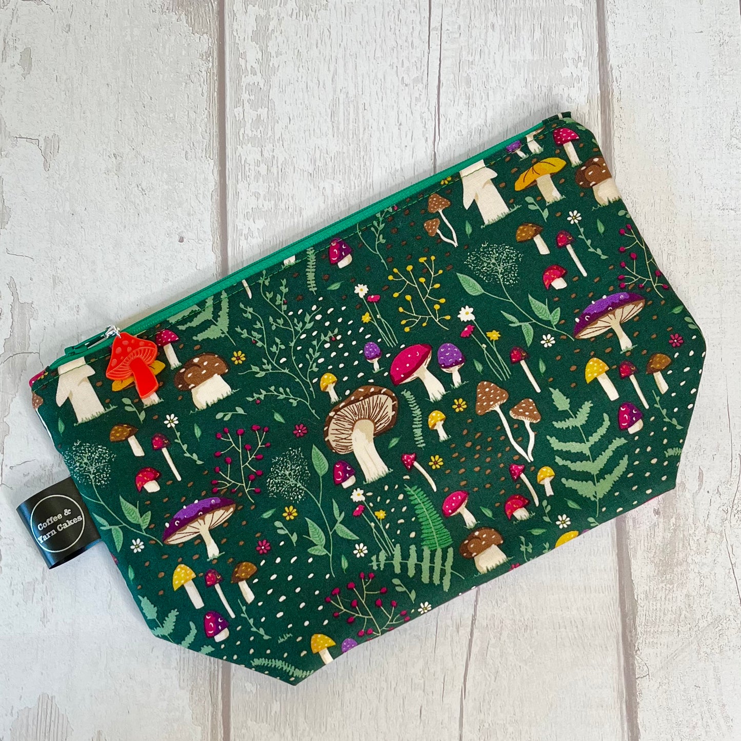 Forest Journal Mushroom Zipped Project Bag - Small/Sock Size