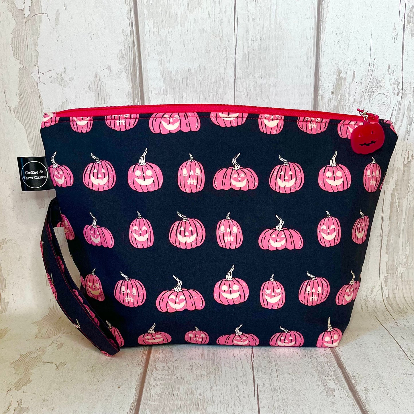 Pink Pumpkins Zipped Project Bag - Large Size