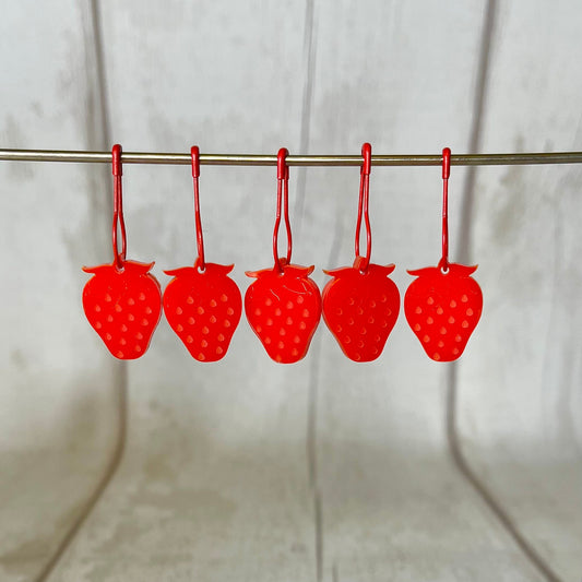 Scrumptious Strawberries Acrylic Stitch Markers Set of 5