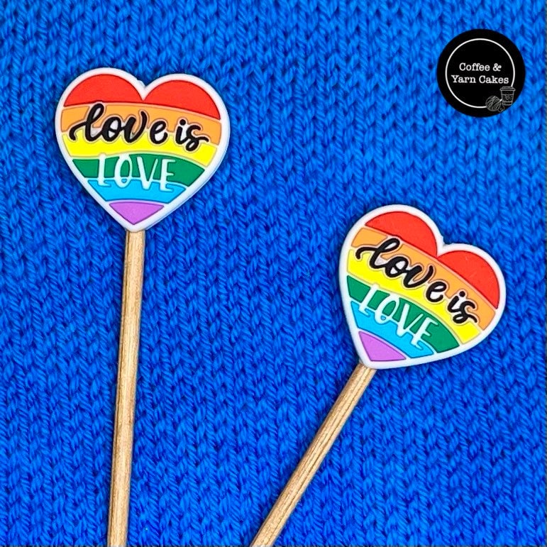 Arrêtoirs de mailles Rainbow Heart Love Is Love 1 paire