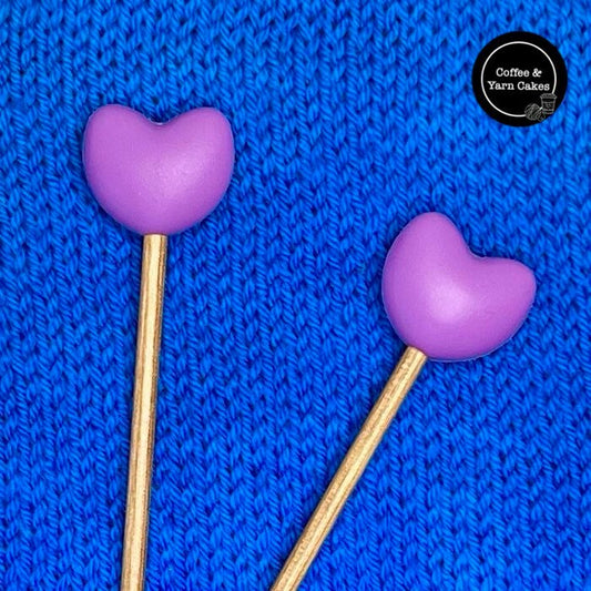 Arrêtoirs de mailles Loveable Hearts violets 1 paire