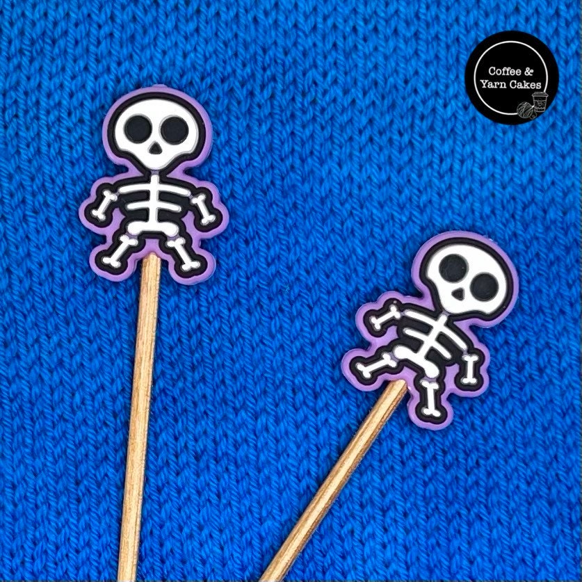 Spooky Scary Purple Skeleton Stitch Stoppers 1 Pair