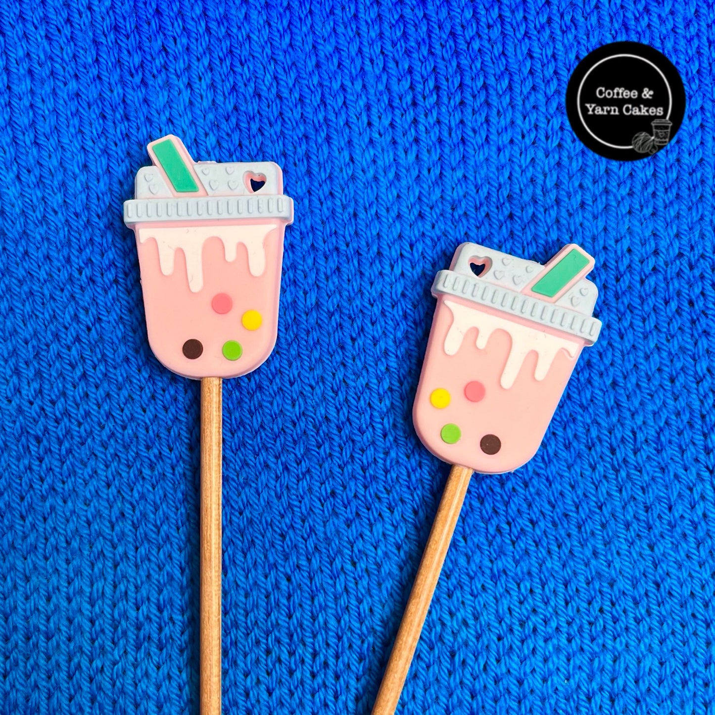 Pink Boba Bubble Tea Stitch Stoppers 1 Pair