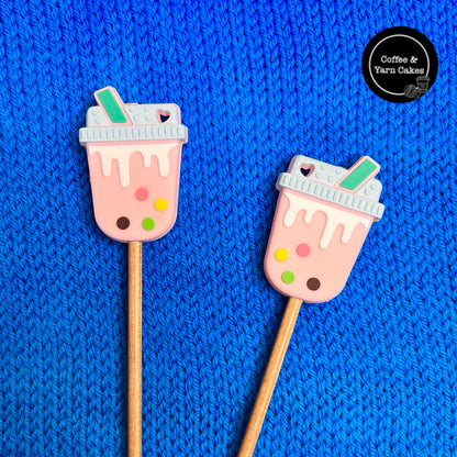 Pink Boba Bubble Tea Stitch Stoppers 1 Pair