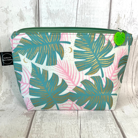 Monstera Leaf Plant Zipped Project Bag - Small/Sock Size