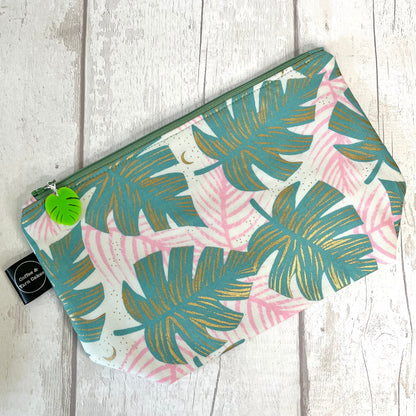 Monstera Leaf Plant Zipped Project Bag - Small/Sock Size