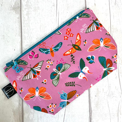 Beautiful Butterflies Zipped Project Bag - Small/Sock Size