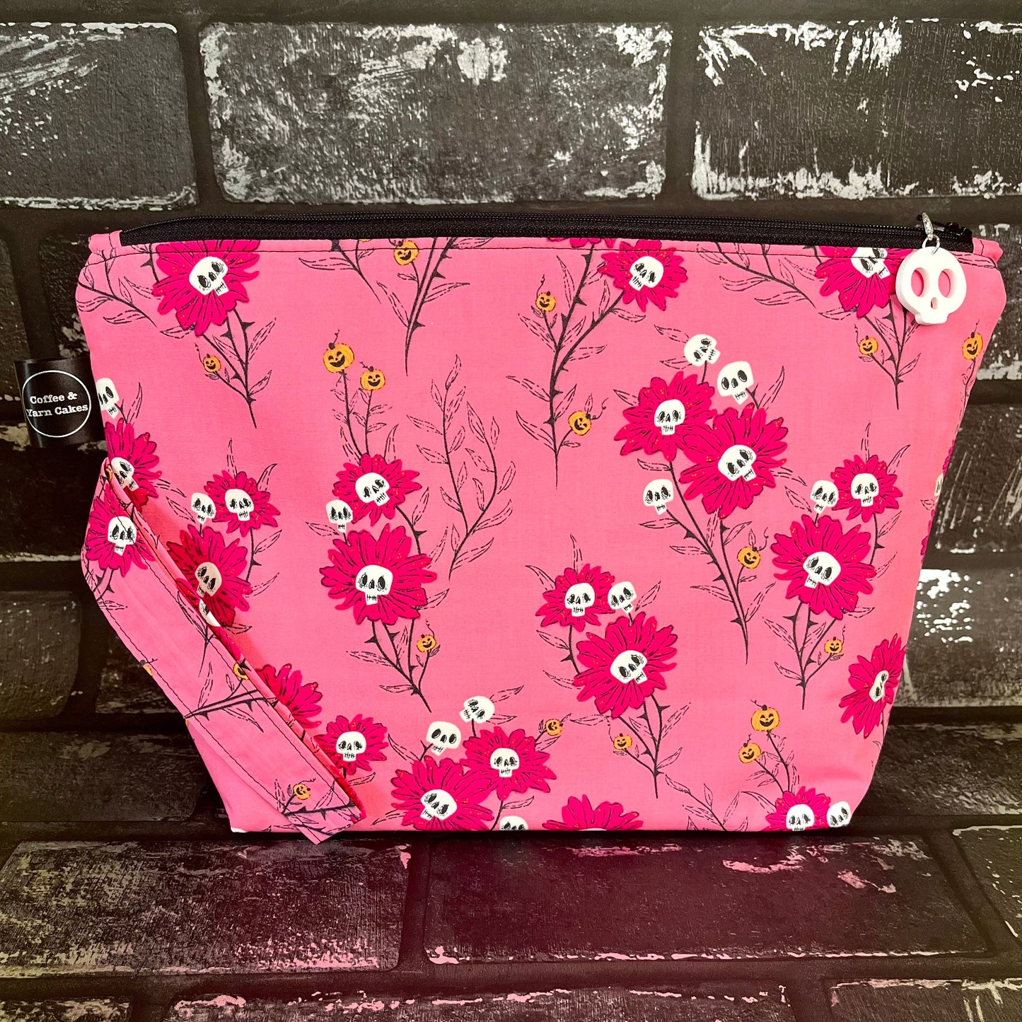 Wicked Blooms Pink Zipped Project Bag - Large Size