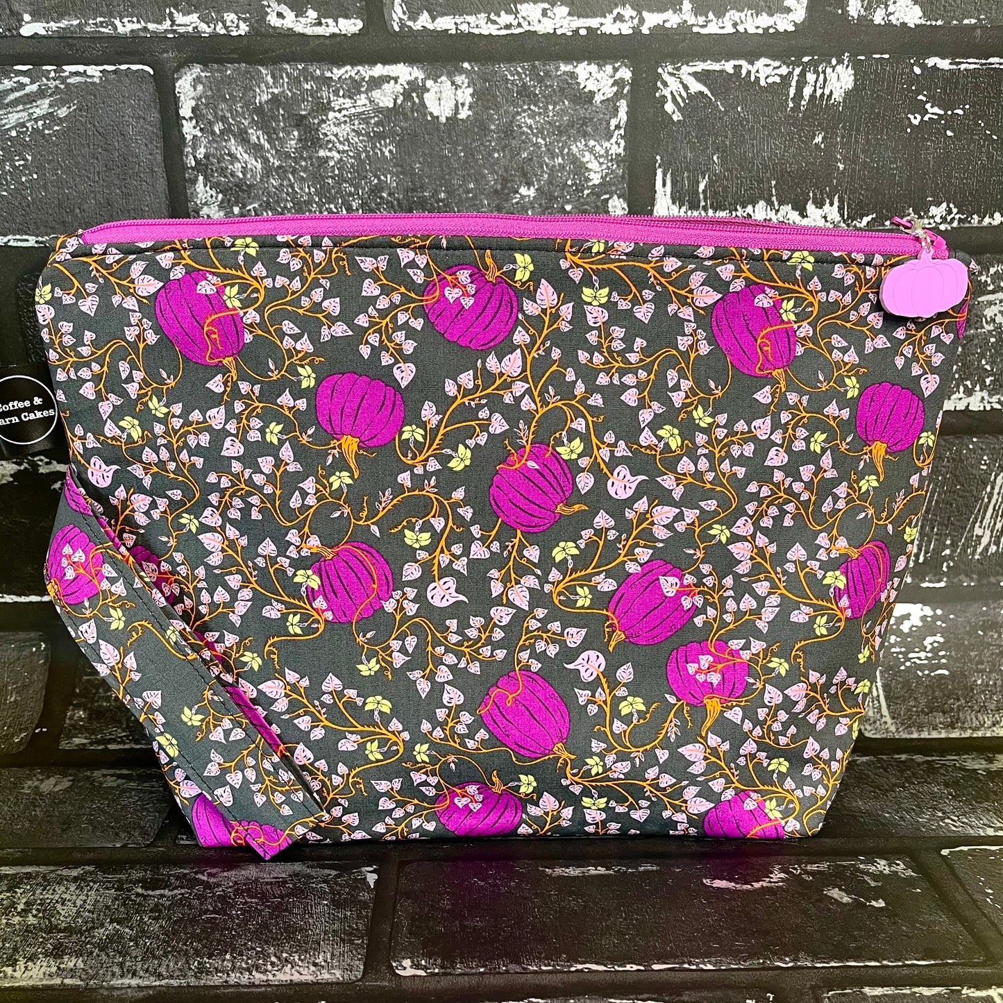 Pumpkin Patch Purple Zipped Project Bag - Large Size