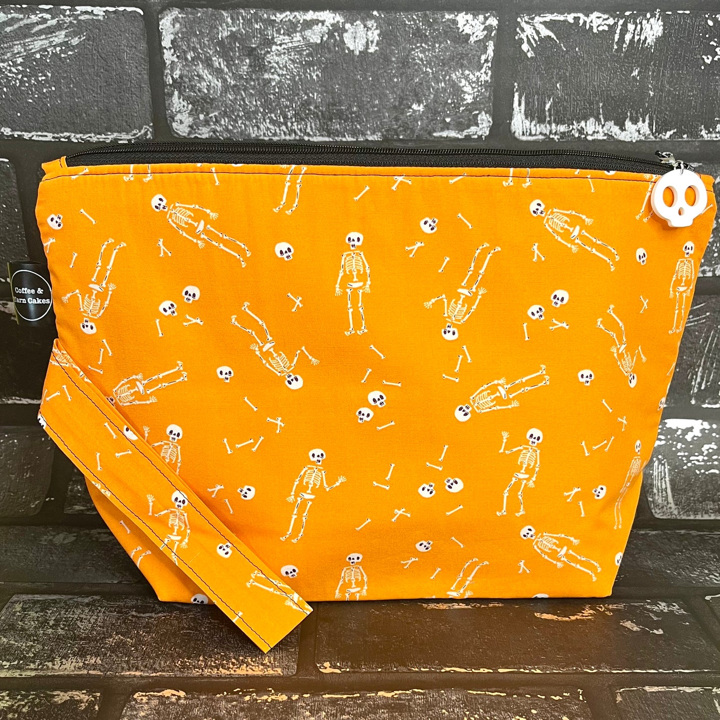 Mister Nobody Orange Skeletons Zipped Project Bag - Large Size