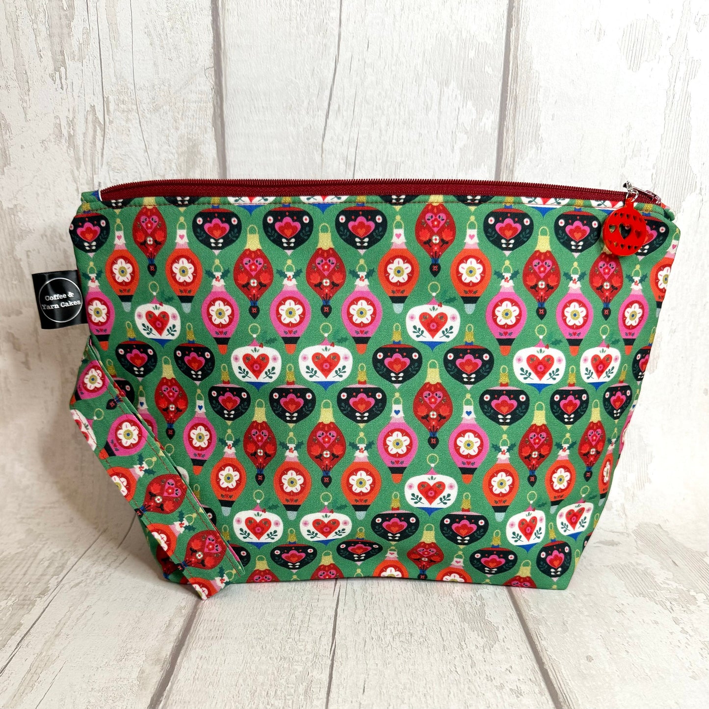 Nordic Noel Baubles Zipped Project Bag - Large Size