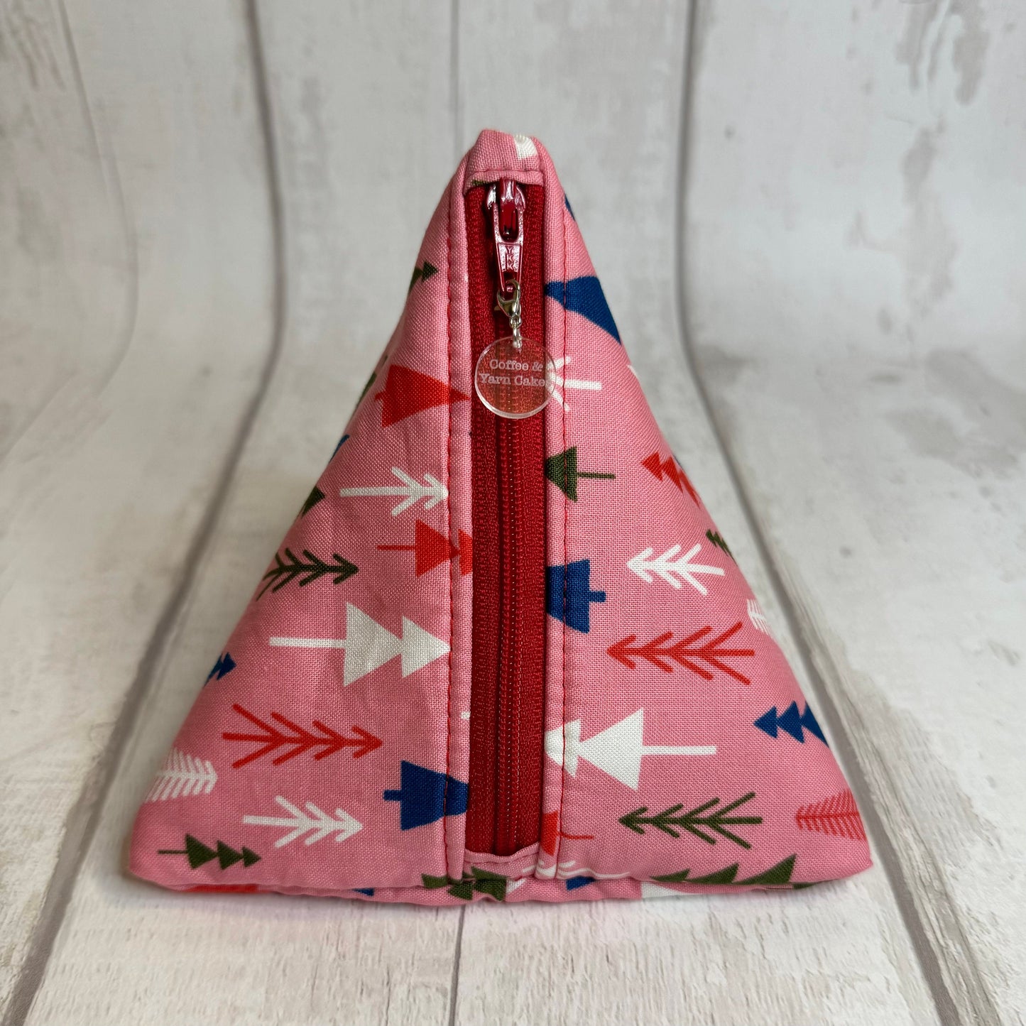 Pink Kitchmas Trees Zipped Pyramid Notions Pouch