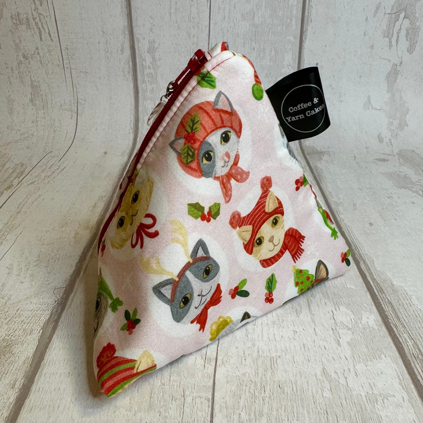 Pochette zippée pour accessoires de Noël Motif chats et chapeaux