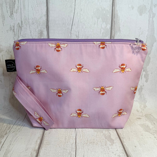 Crafting Magic Lilac Bumble Bees Zipped Project Bag - Large Size