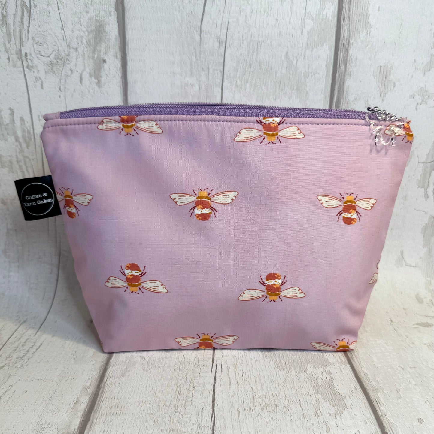 Crafting Magic Lilac Bumble Bees Zipped Project Bag - Small/Sock Size